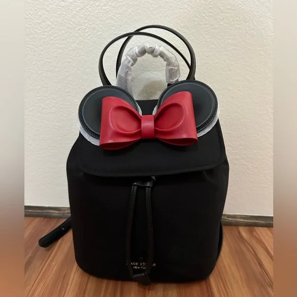 NWT Kate Spade Disney Minnie Mouse Black and Red Bow Backpack - Picture 2 of 5
